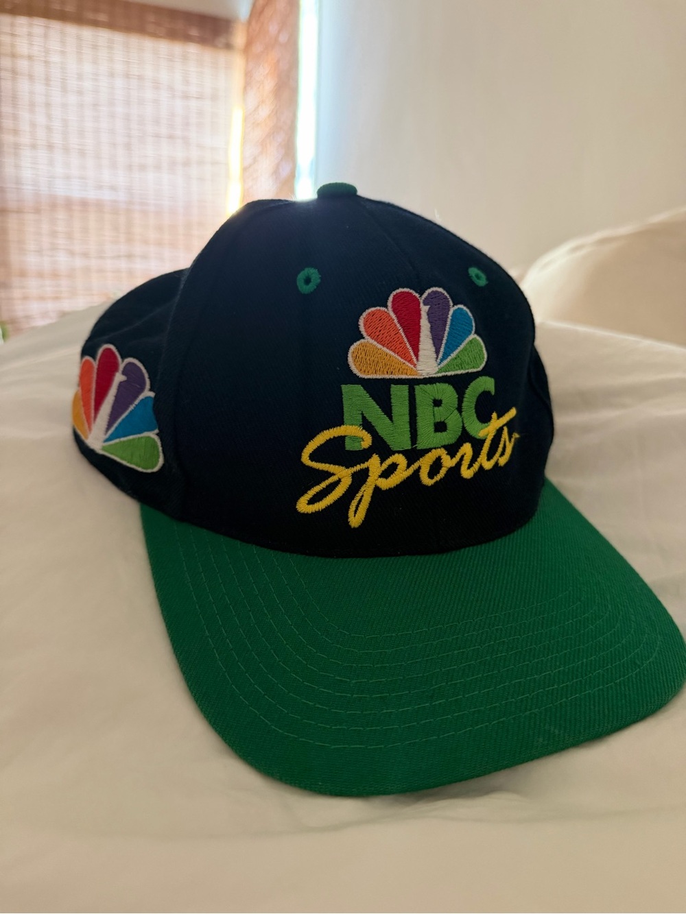 Vintage 90’s NBC Sports Sports Specialties Snapback Hat Green Black Peacock Logo